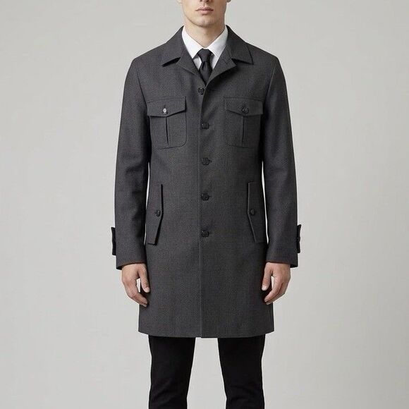 carmel zhao Other - Vintage Carmel Zhao Mens Medium Dark Charcoal Grey Jacket Coat Gorpcore Military